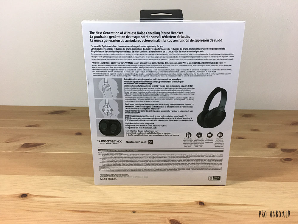 Sony MDR-1000X Headphones Back of Box