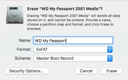 formatting wd passport for mac
